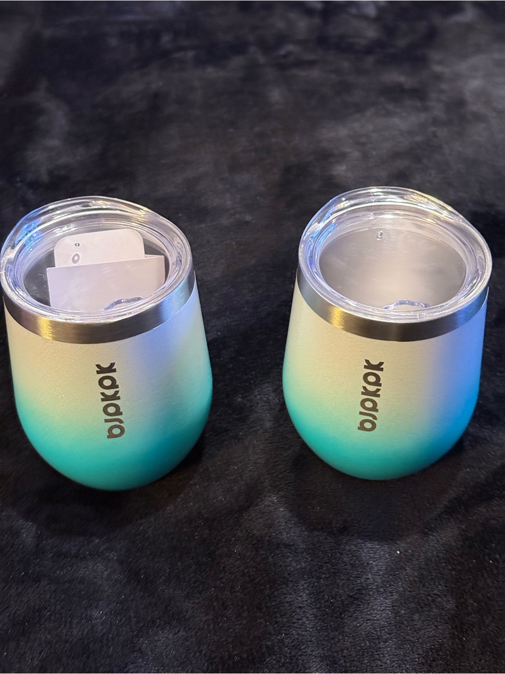 Stainless Steel Gradient Teal Wine Tumblers (Set of 2)